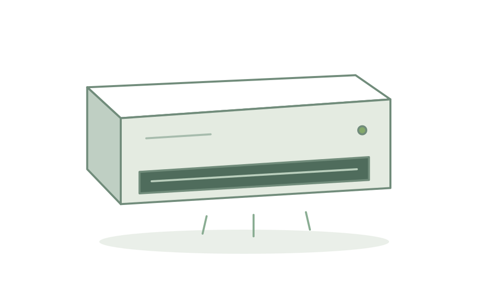お掃除機能付き壁掛けエアコンのイラスト